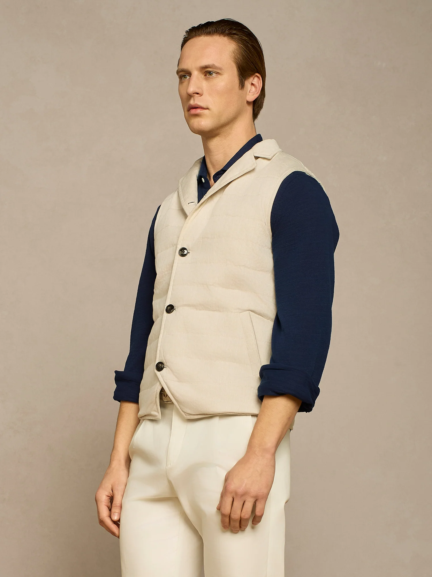 Panciotto in suede reversibile beige - Image 6