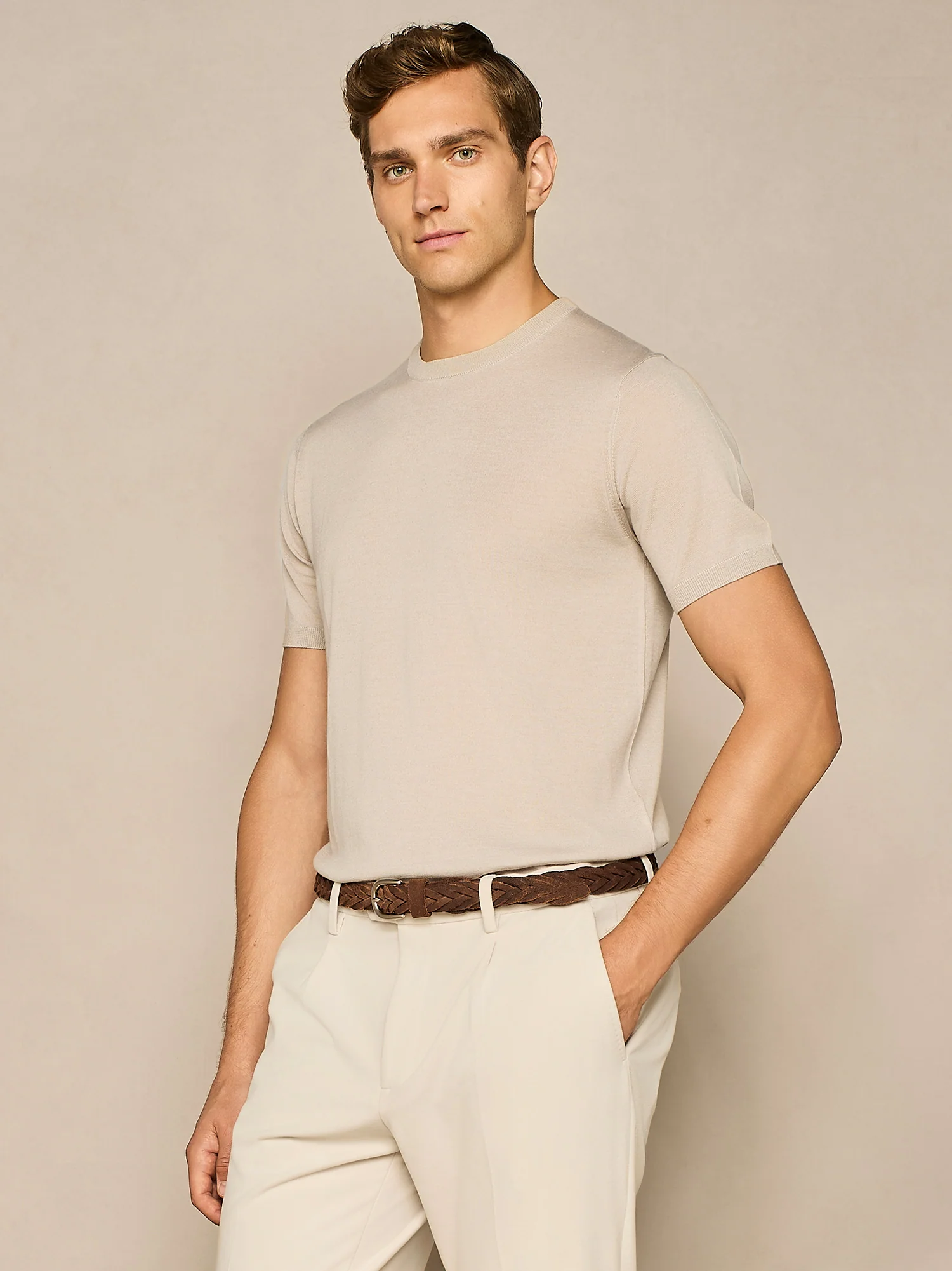 T-shirt in maglia misto seta e cashmere burro - Image 2