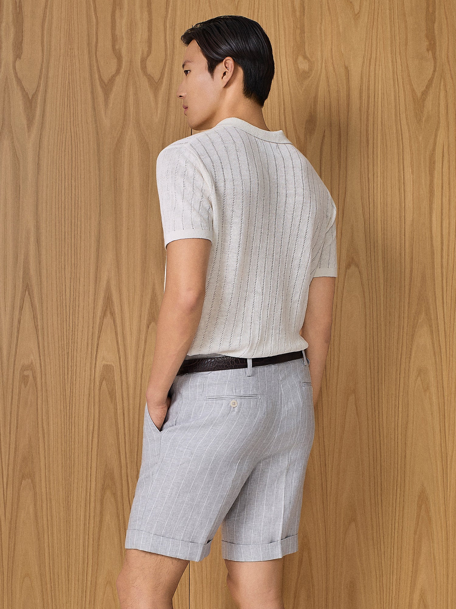 Polo in maglia pointelle bianco - Image 4