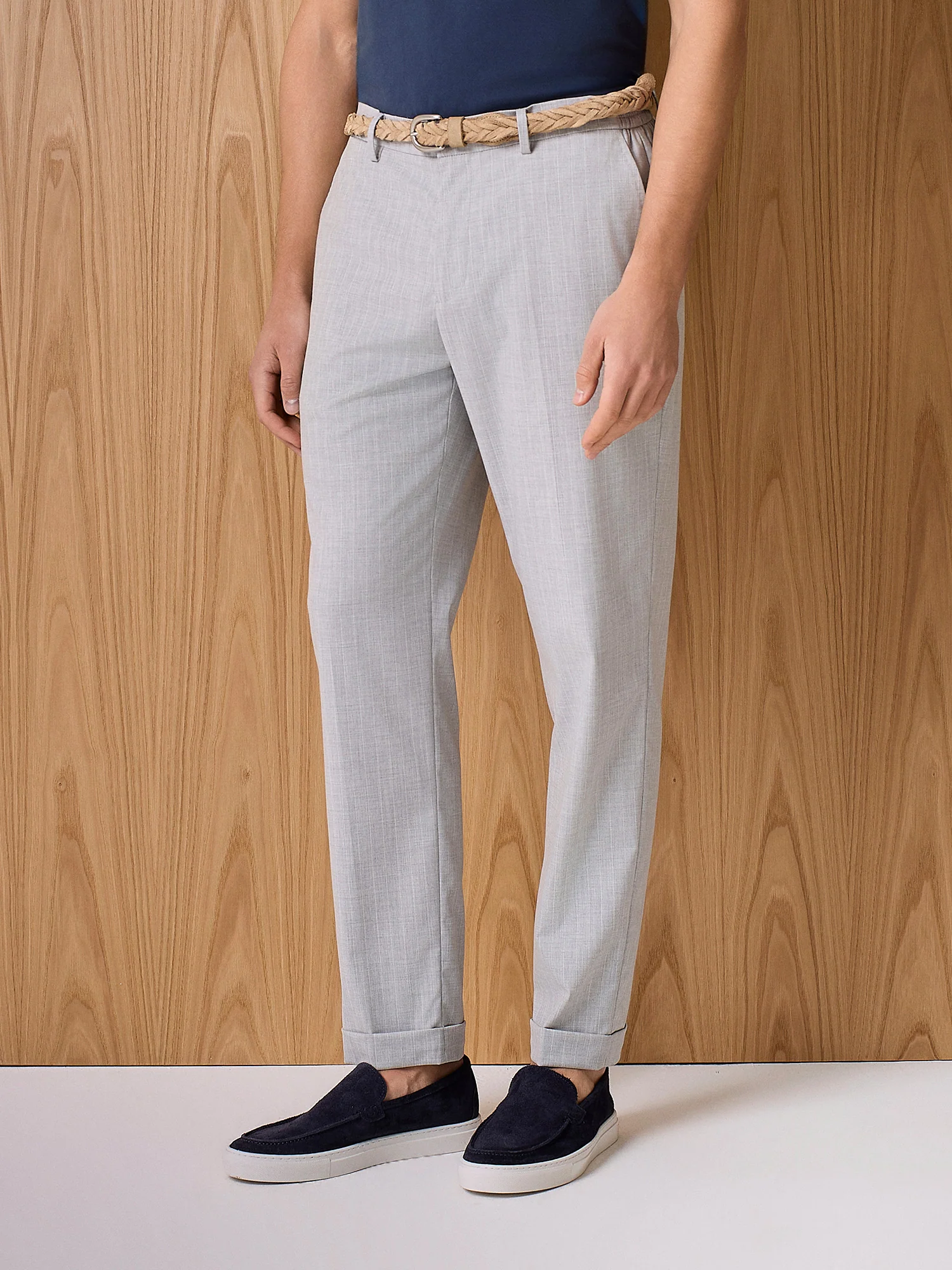Pantalone con laccio gessato grigio chiaro - Image 3