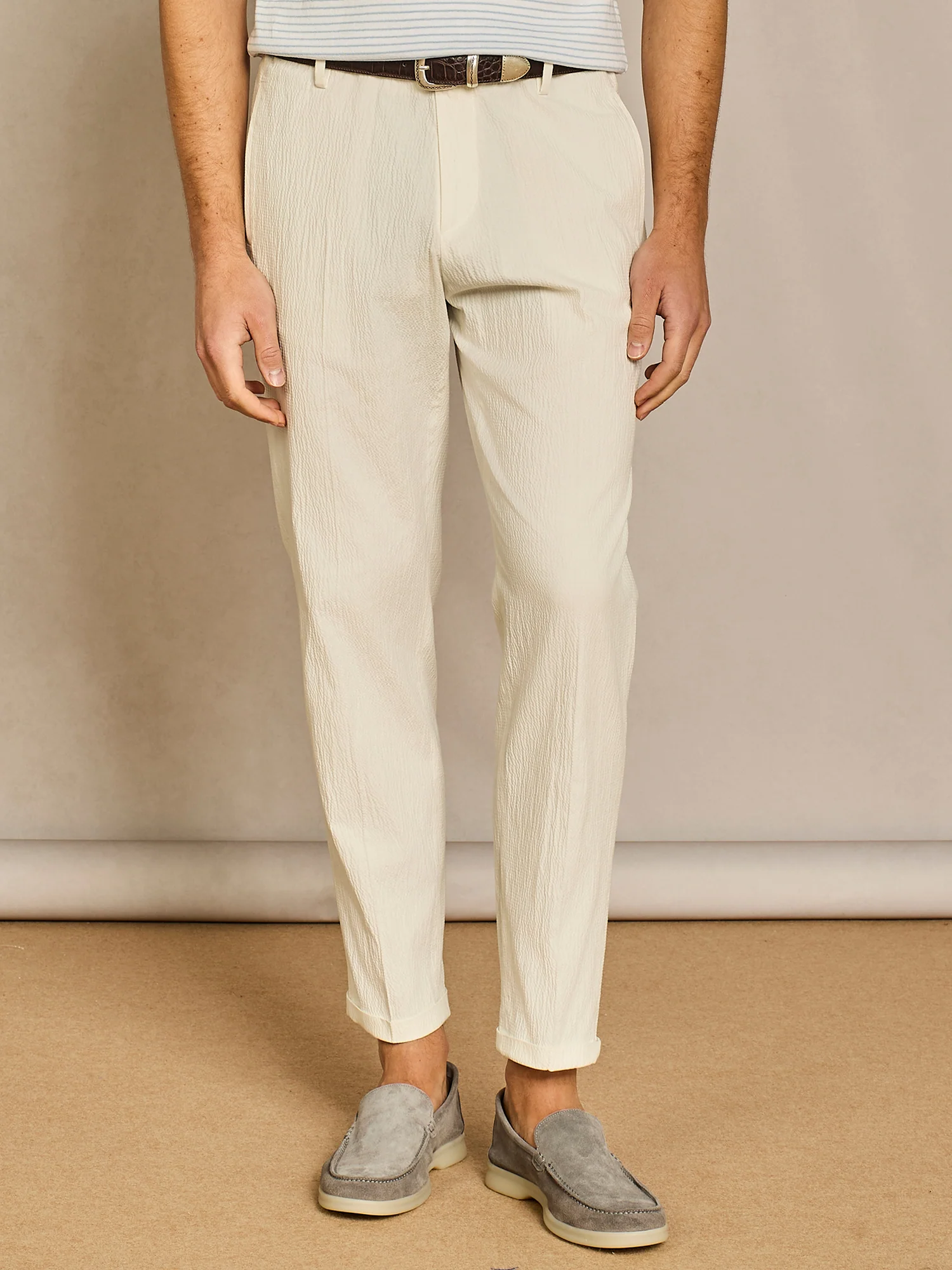 Pantalone leisure fit seersucker bianco - Image 2