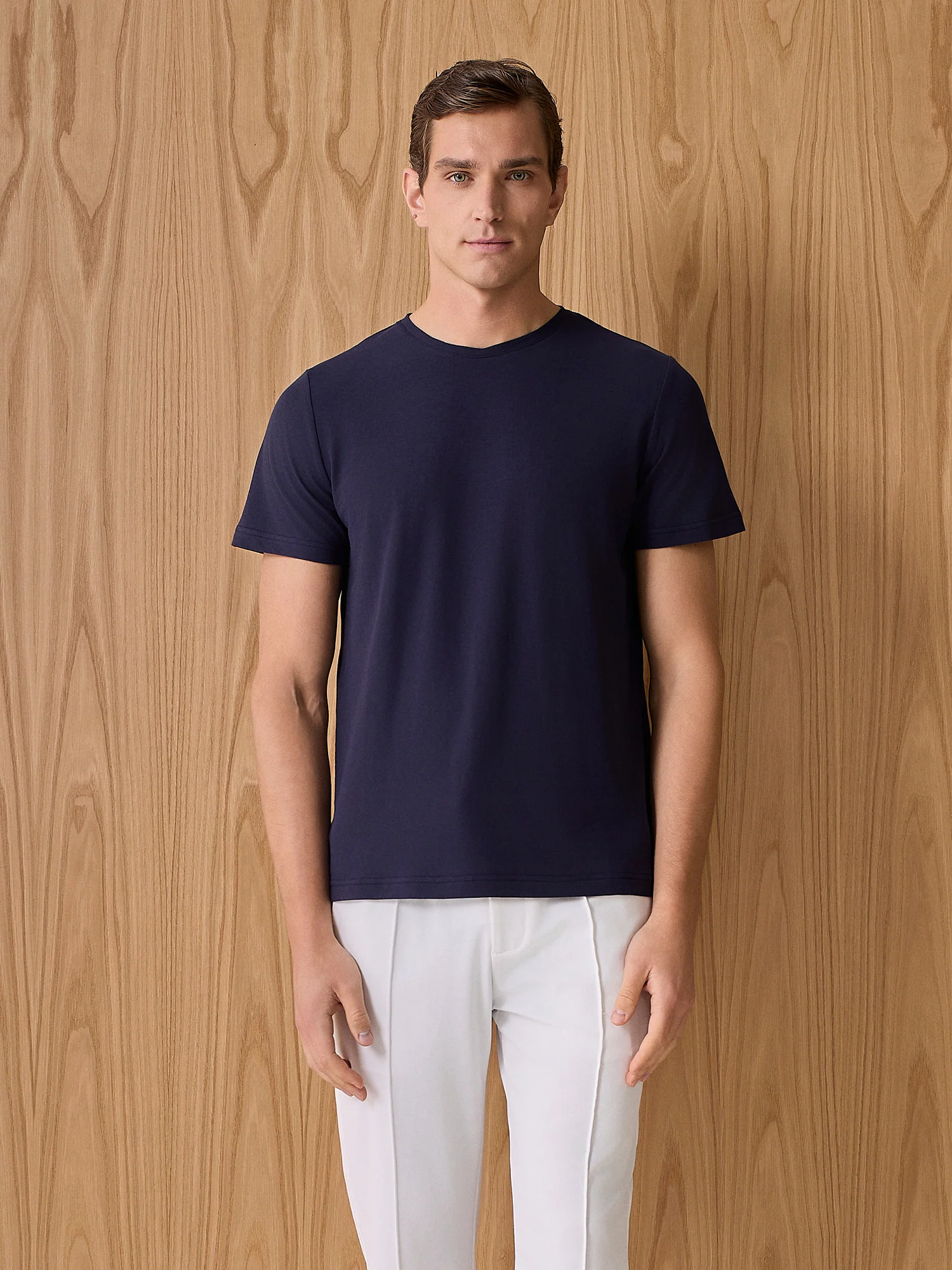 T-shirt in cotone crepe navy