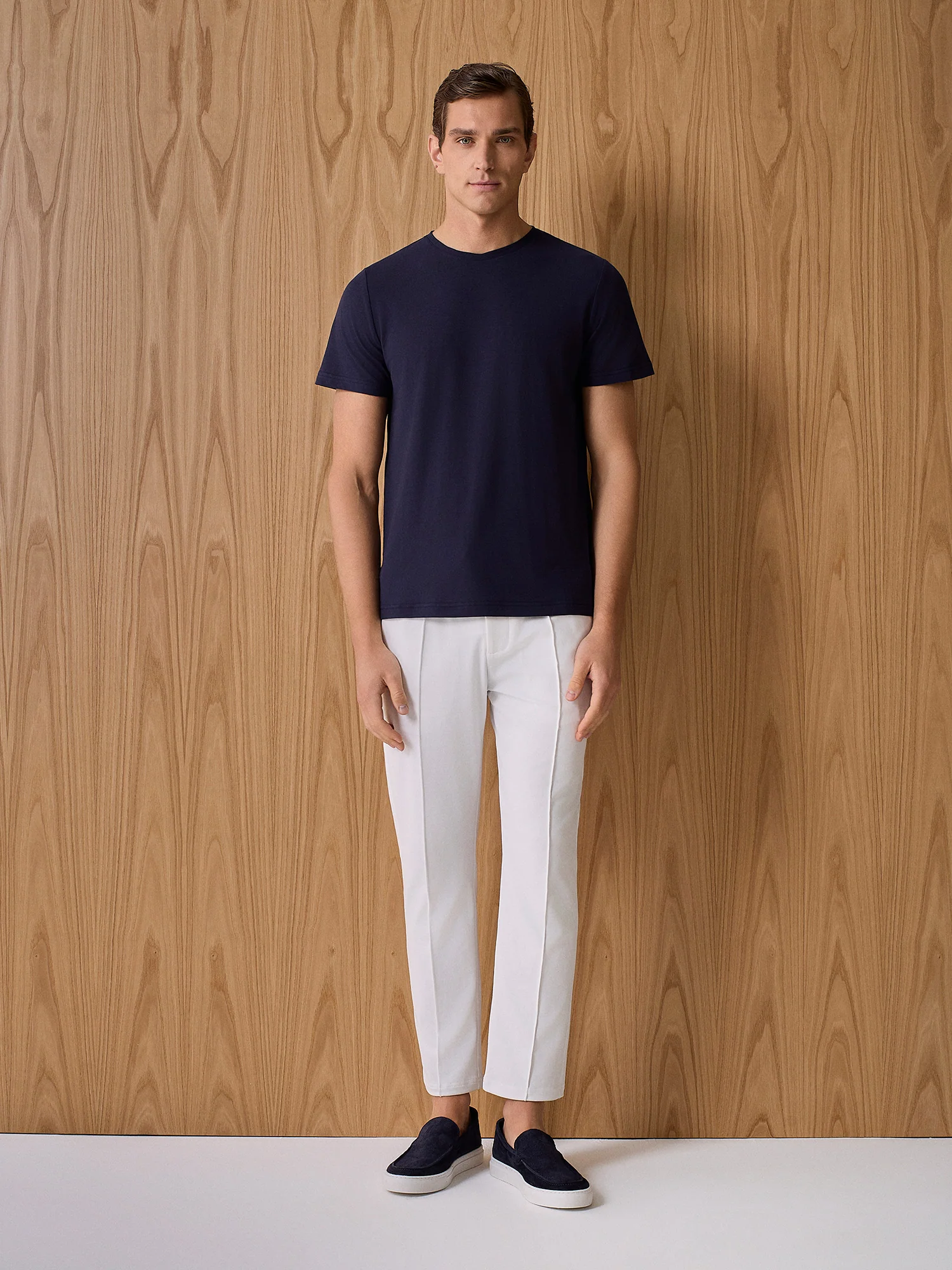 T-shirt in cotone crepe navy - Image 3