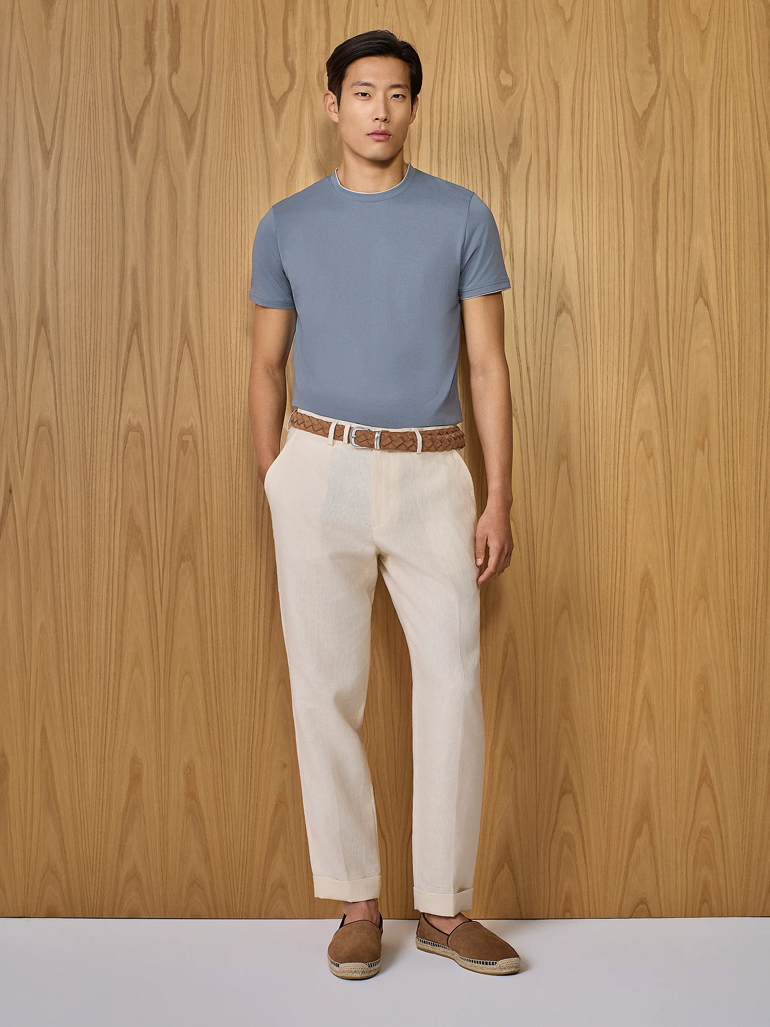 T-shirt doppio collo jersey ceruleo - Image 3