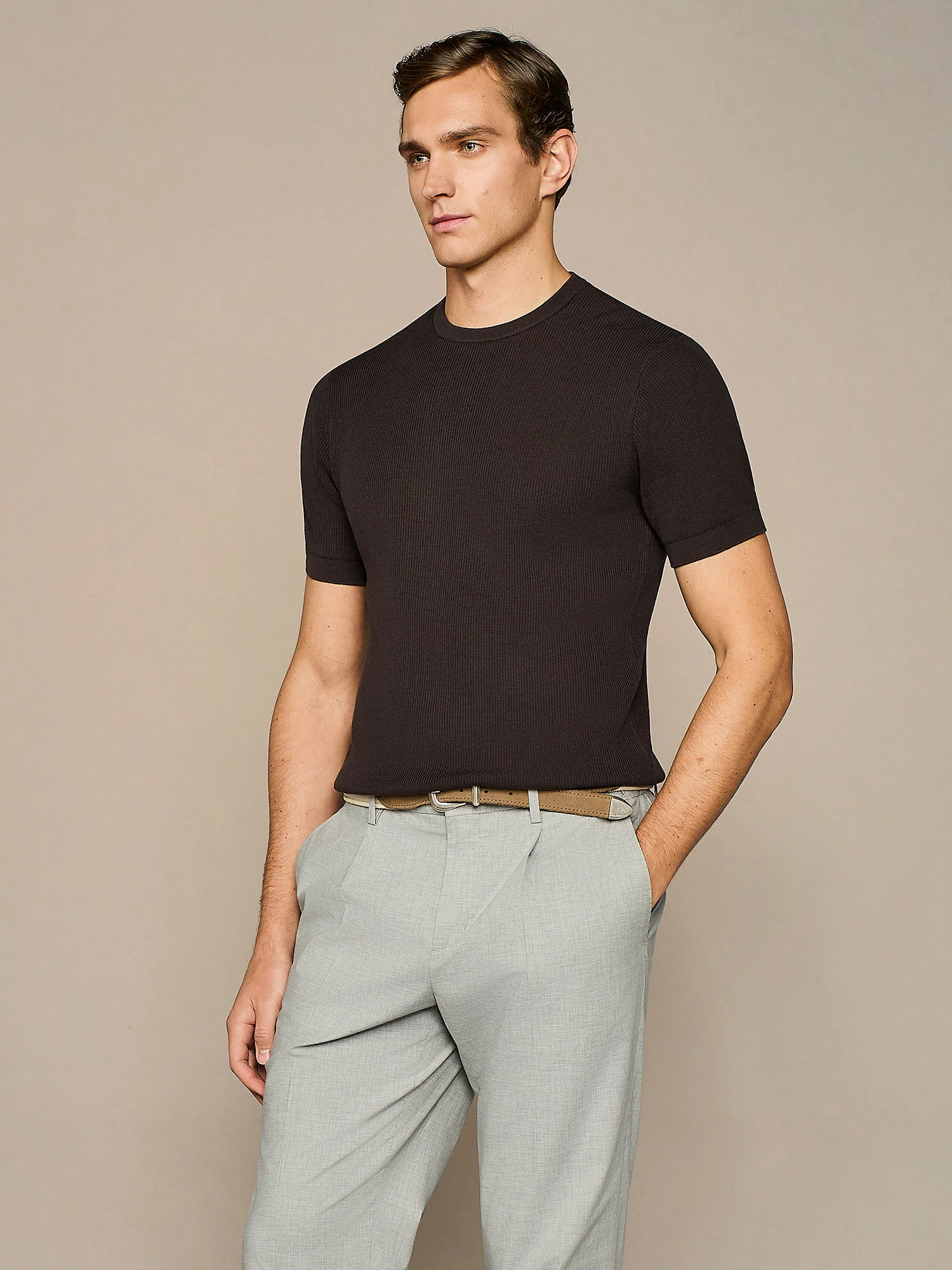 T-shirt in maglia costa inglese moro - Image 2