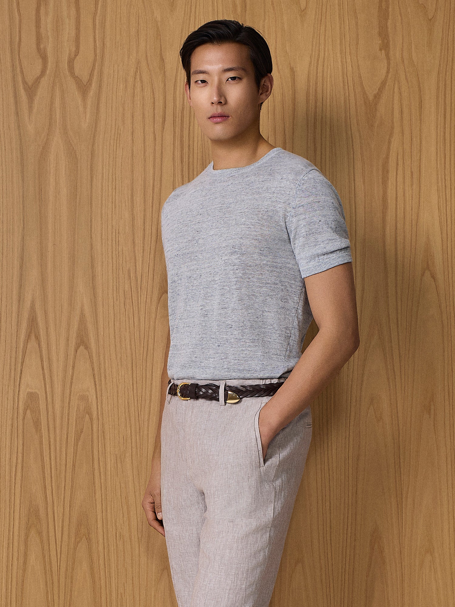 T-shirt in maglia lino cloud - Image 2
