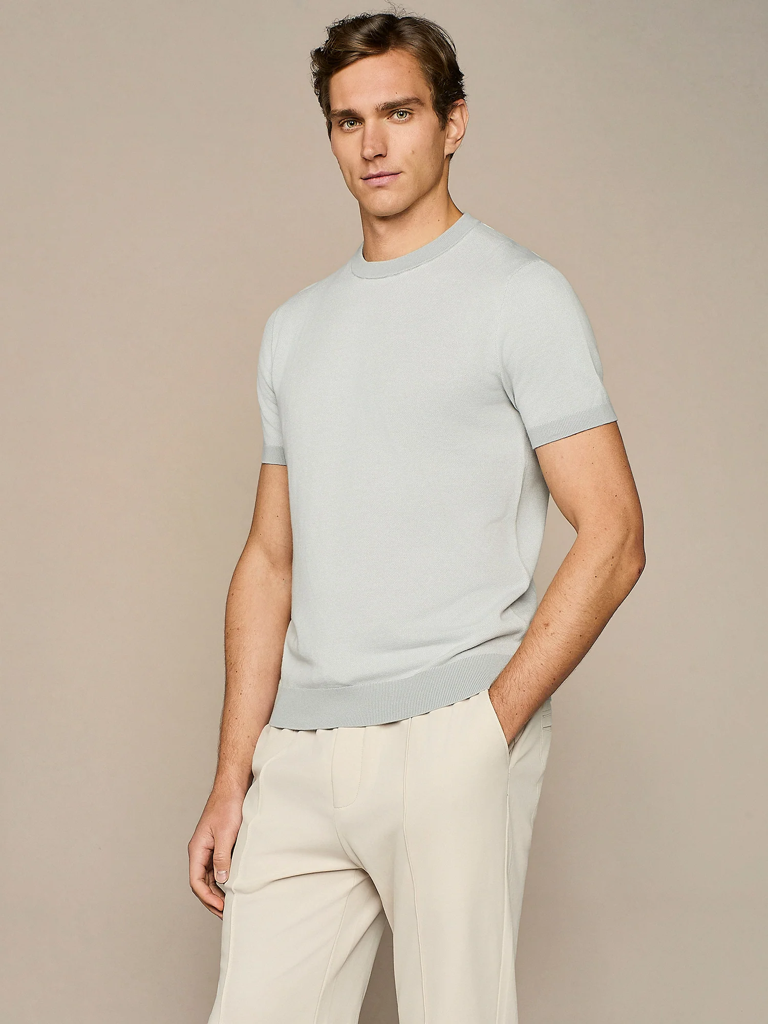 T-shirt in maglia piquet cloud - Image 2