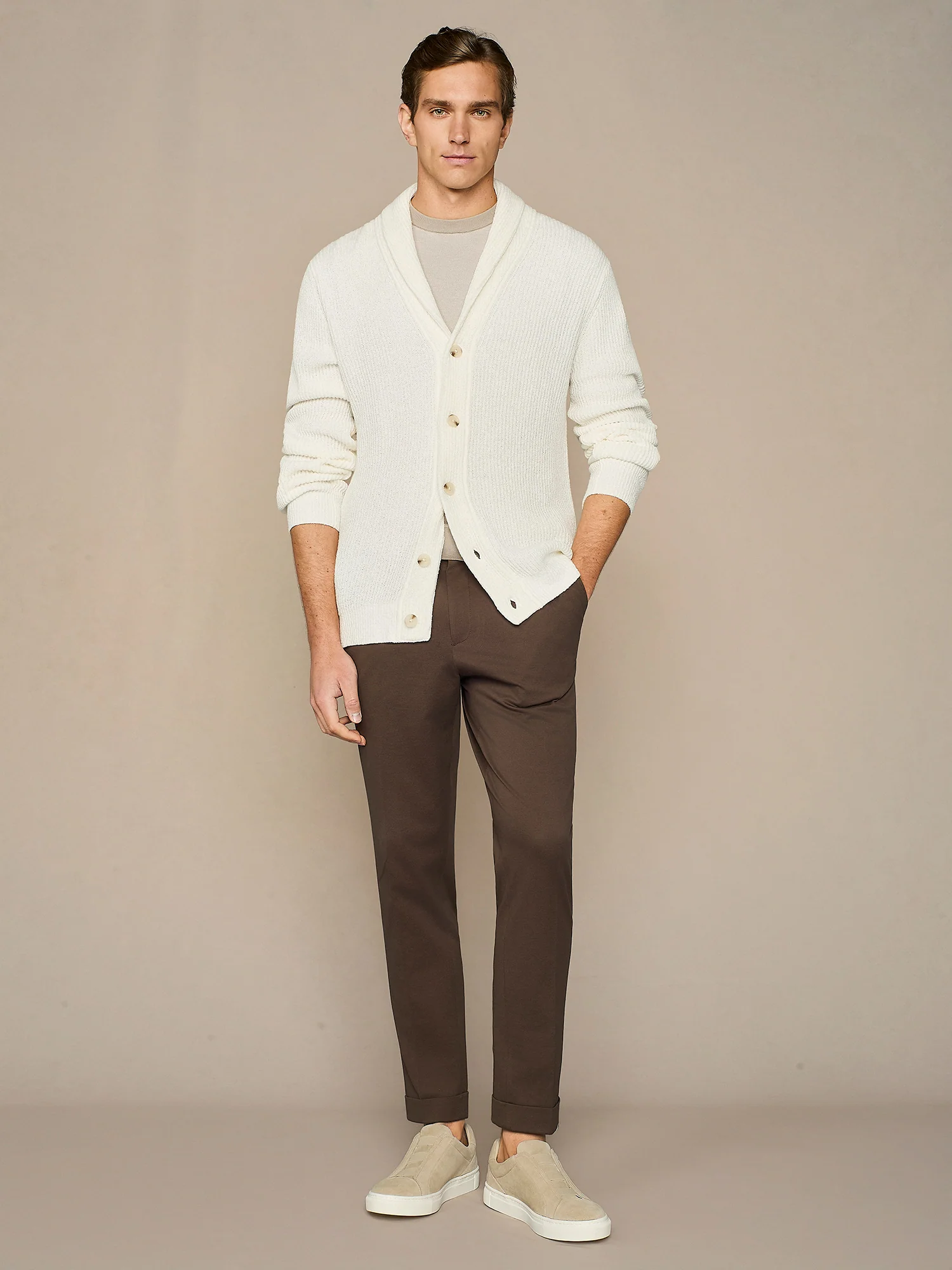 T-shirt in maglia piquet taupe - Image 6