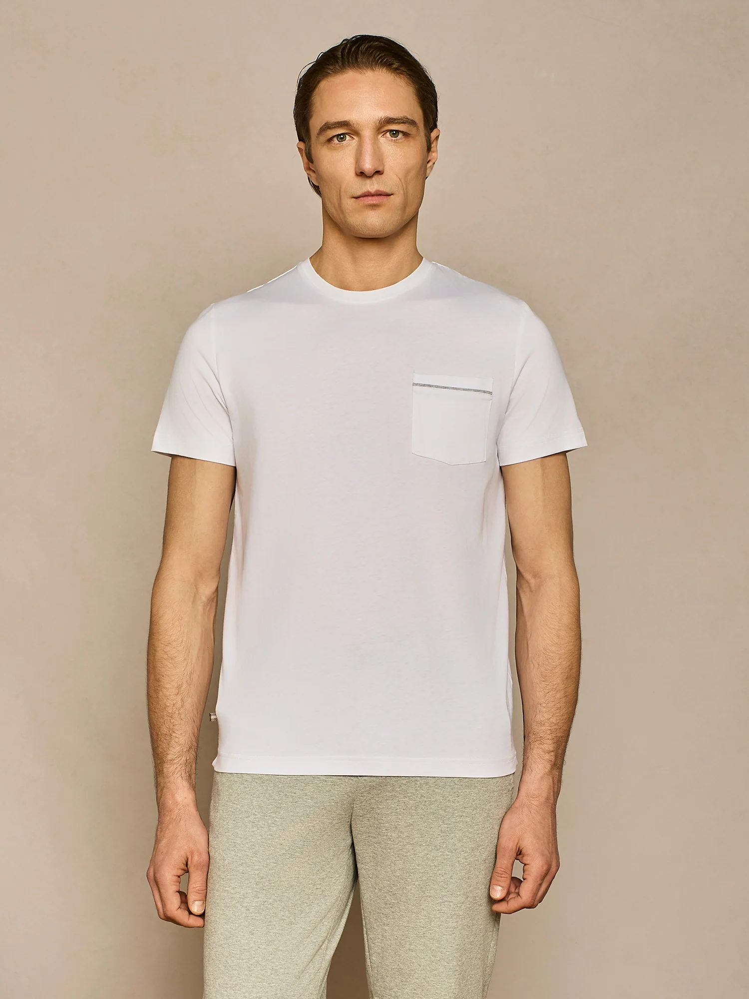 T-shirt taschino piping bianca